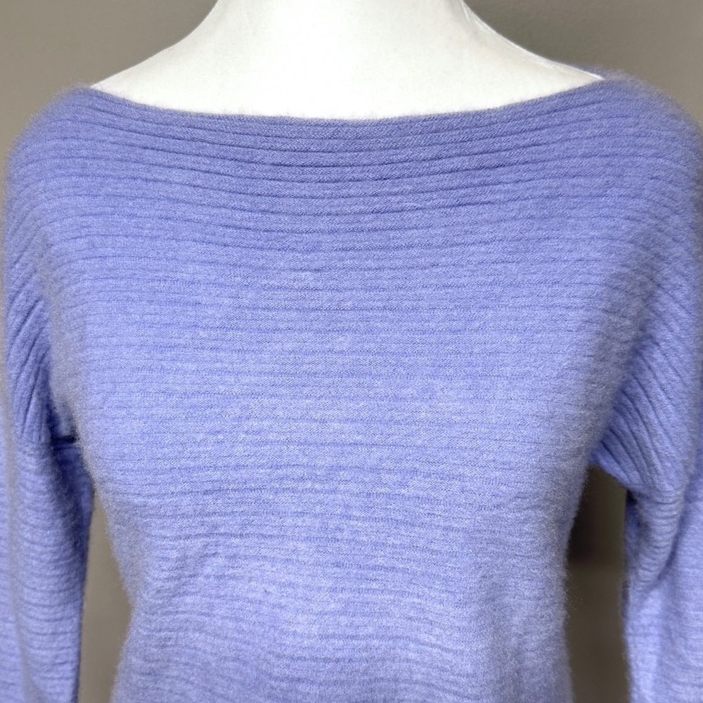 Vince Cashmere Soft Fuzzy Ribbed Boatneck Long Sleeve Sweater Quiet Luxury XS - Picture 4 of 16